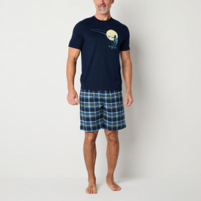 St. John's Bay Mens Short Sleeve Crew Neck 2-pc. Shorts Pajama Set