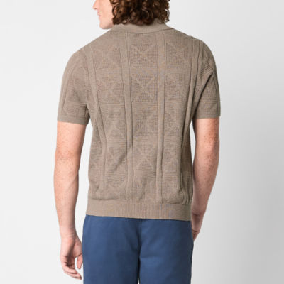 Arizona Mens Short Sleeve Textured Pullover Sweater