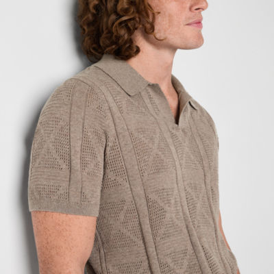 Arizona Mens Short Sleeve Textured Pullover Sweater