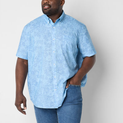St. John's Bay Breathable Performance Big and Tall Mens Classic Fit Short Sleeve Floral Button-Down Shirt