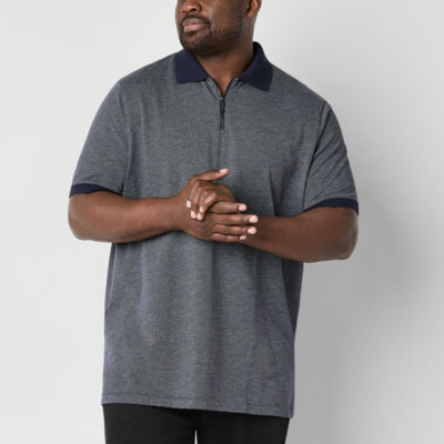 Shaquille O'Neal XLG Big and Tall Mens Classic Fit Short Sleeve Zip Collar Polo Shirt