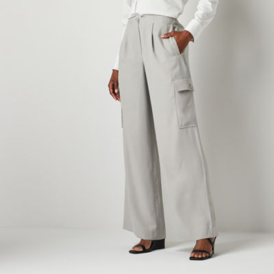 Worthington Womens High Rise Wide Leg Cargo Pant