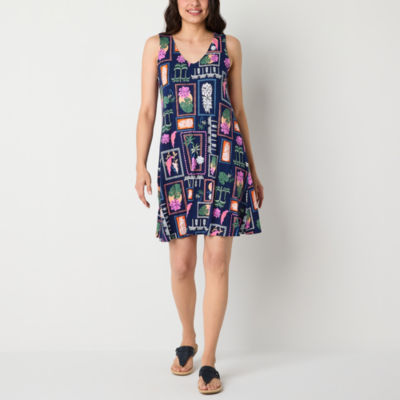 St. John's Bay Womens Sleeveless Midi Swing Dresses