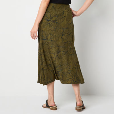 Liz Claiborne Womens Mid Rise Midi Full Skirt