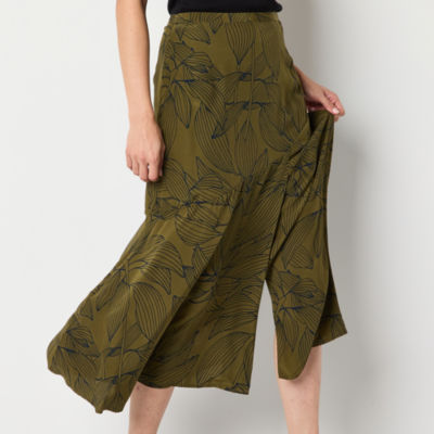 Liz Claiborne Womens Mid Rise Midi Full Skirt