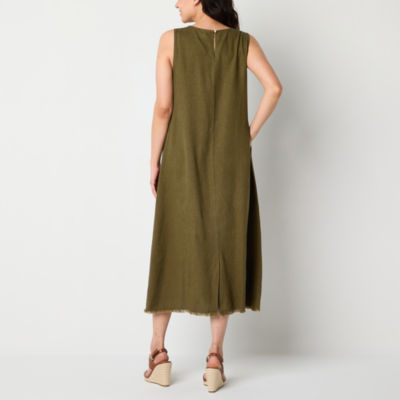 Liz Claiborne Womens Sleeveless Midi A-Line Dress