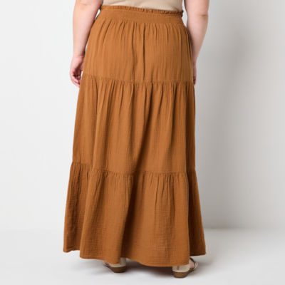 a.n.a Womens Tiered Maxi Skirt - Plus