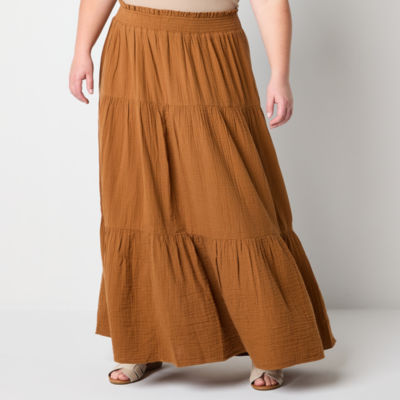 a.n.a Womens Tiered Maxi Skirt - Plus