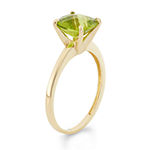 Womens Genuine Green Peridot 10K Gold Solitaire Cocktail Ring