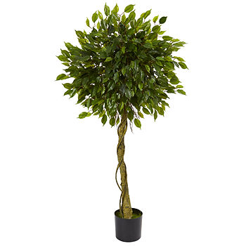 5' Ficus Artificial Topiary Tree; UV Resistant (Indoor/Outdoor), Color:  Green - JCPenney