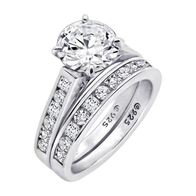 Womens 3 1/4 CT. T.W. Cubic Zirconia Sterling Silver Round Bridal Set