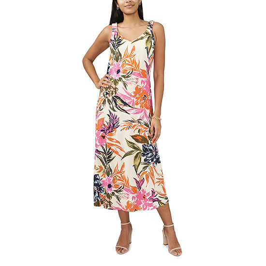 MSK Sleeveless Tropical Print Maxi Dress