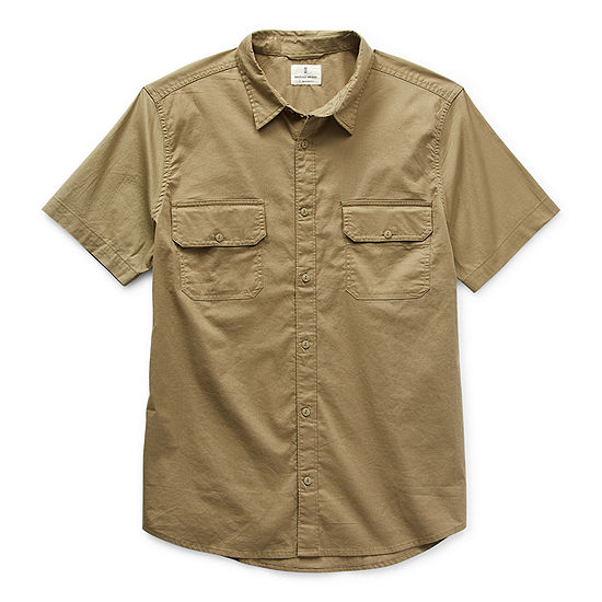 mutual weave Big and Tall Mens Adaptive Regular Fit Short Sleeve Button-Down Shirt