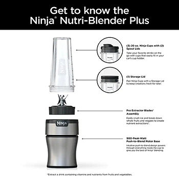 NINJA Nutri Blender Plus 20 oz. Single Speed Silver Countertop Blender  (BN301) BN301 - The Home Depot