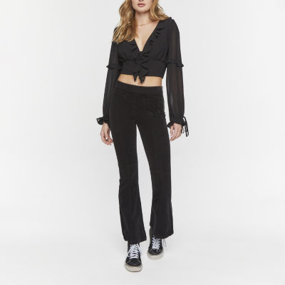 Forever 21 Long Sleeve Wrap Front Top Womens Long Sleeve Crop Top Juniors