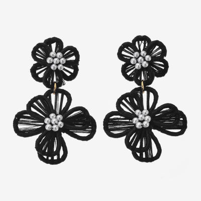 Bijoux Bar Womens Flower Drop Earrings