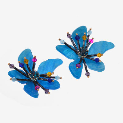 Bijoux Bar Womens Flower Drop Earrings
