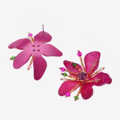 Bijoux Bar Womens Flower Drop Earrings