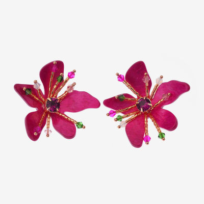 Bijoux Bar Womens Flower Drop Earrings
