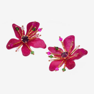 Bijoux Bar Womens Flower Drop Earrings