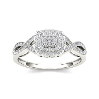 1/4 CT.T.W. Natural Diamond 10K White Gold Engagement Ring