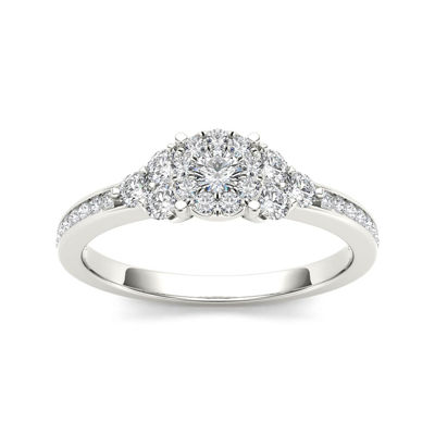 1/2 CT.T.W. Natural Diamond 10K White Gold Engagement Ring