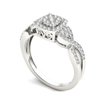 1/2 CT.T.W. Natural Diamond 10K White Gold Engagement Ring