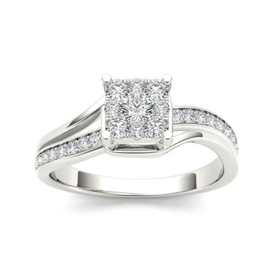 1/2 CT.T.W. Natural Diamond 10K White Gold Engagement Ring