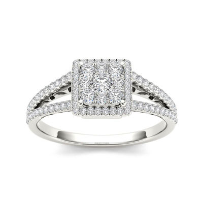 1/2 CT.T.W. Natural Diamond 10K White Gold Engagement Ring