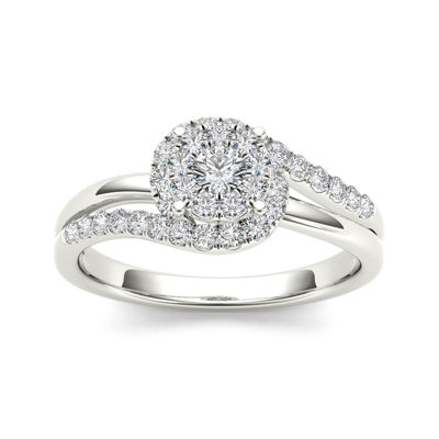 1/2 CT.T.W. Natural Diamond 10K White Gold Engagement Ring