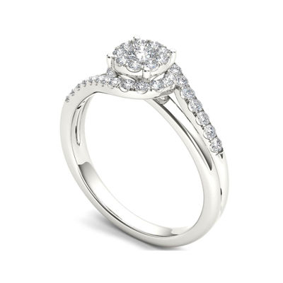 1/2 CT.T.W. Natural Diamond 10K White Gold Engagement Ring