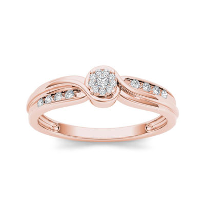 1/10 CT.T.W. Natural Diamond 10K Rose Gold Engagement Ring