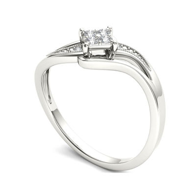 1/10 CT.T.W. Natural Diamond 10K White Gold Engagement Ring
