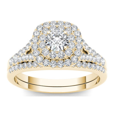1 CT.T.W. Natural Diamond 10K Yellow Gold Bridal Ring Set