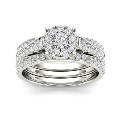 1 CT.T.W. Natural Diamond 14K White Gold Bridal Set