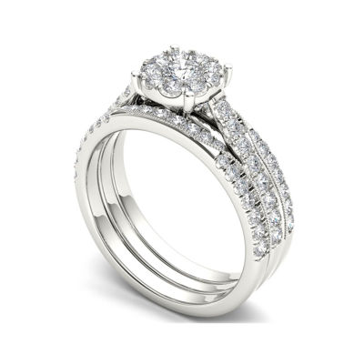 1 CT.T.W. Natural Diamond 14K White Gold Bridal Set