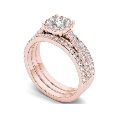 1 CT.T.W. Natural Diamond 14K Rose Gold Bridal Set