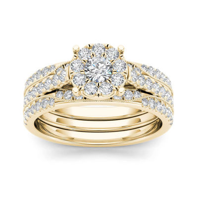 1 CT.T.W. Natural Diamond 14K Yellow Gold Bridal Set