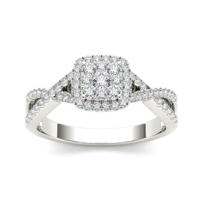 3/8 CT.T.W. Natural Diamond 10K White Gold Engagement Ring