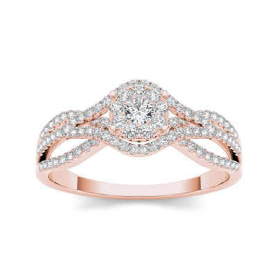 1/2 CT.T.W. Natural Diamond 10K Rose Gold Engagement Ring