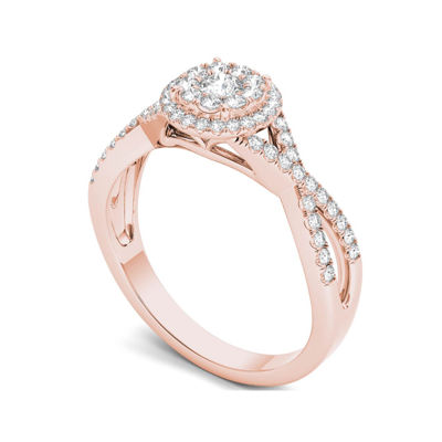 1/2 CT.T.W. Natural Diamond 10K Rose Gold Engagement Ring