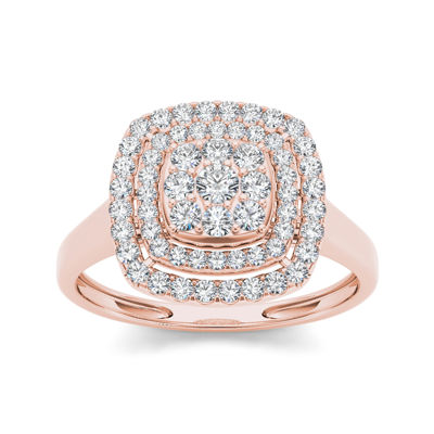 1/2 CT.T.W. Natural Diamond Halo 10K Rose Gold Engagement Ring