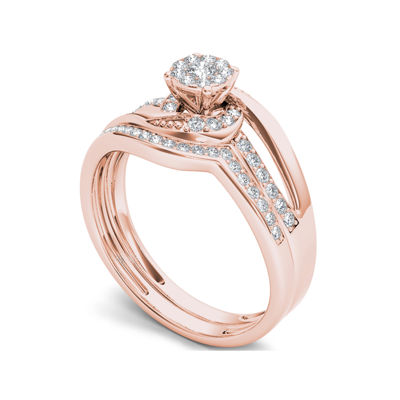 1/3 CT.T.W. Natural Diamond 10K Rose Gold Bridal Set