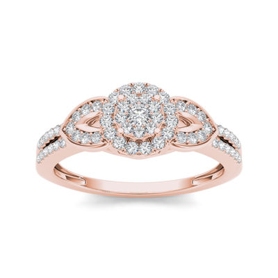 3/8 CT.T.W. Natural Diamond 10K Rose Gold Engagement Ring
