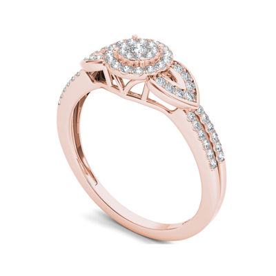 3/8 CT.T.W. Natural Diamond 10K Rose Gold Engagement Ring
