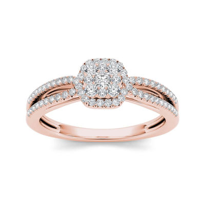 3/8 CT.T.W. Natural Diamond 10K Rose Gold Engagement Ring