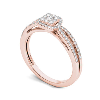 3/8 CT.T.W. Natural Diamond 10K Rose Gold Engagement Ring