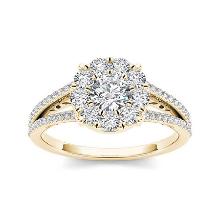 1 CT.T.W. Natural Diamond 10K Yellow Gold Engagement Ring, 7, Yellow