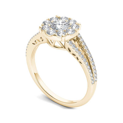 1 CT.T.W. Natural Diamond 10K Yellow Gold Engagement Ring