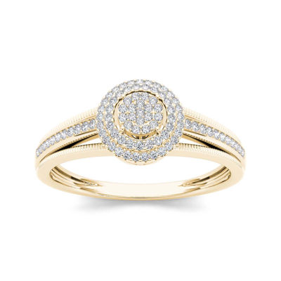 1/5 Natural Diamond 10K Yellow Gold Engagement Ring, Color